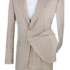 Slim Fit 2 Piece Suit Beige Glen Plaid Pattern Matching Pants 1 Slim Fit 2 Piece Suit Beige Glen Plaid Pattern Matching Pants -Sapphire Dress Shop SO1S2RW 1 BG