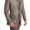 Gray 3 Piece Modern Fit Suit 2 Button V-Neck Vest -Sapphire Dress Shop SO4M158 01 Grey