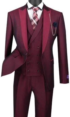 Ruby Slim Fit 3 Piece Suit 1 Button With Double Breasted Vest