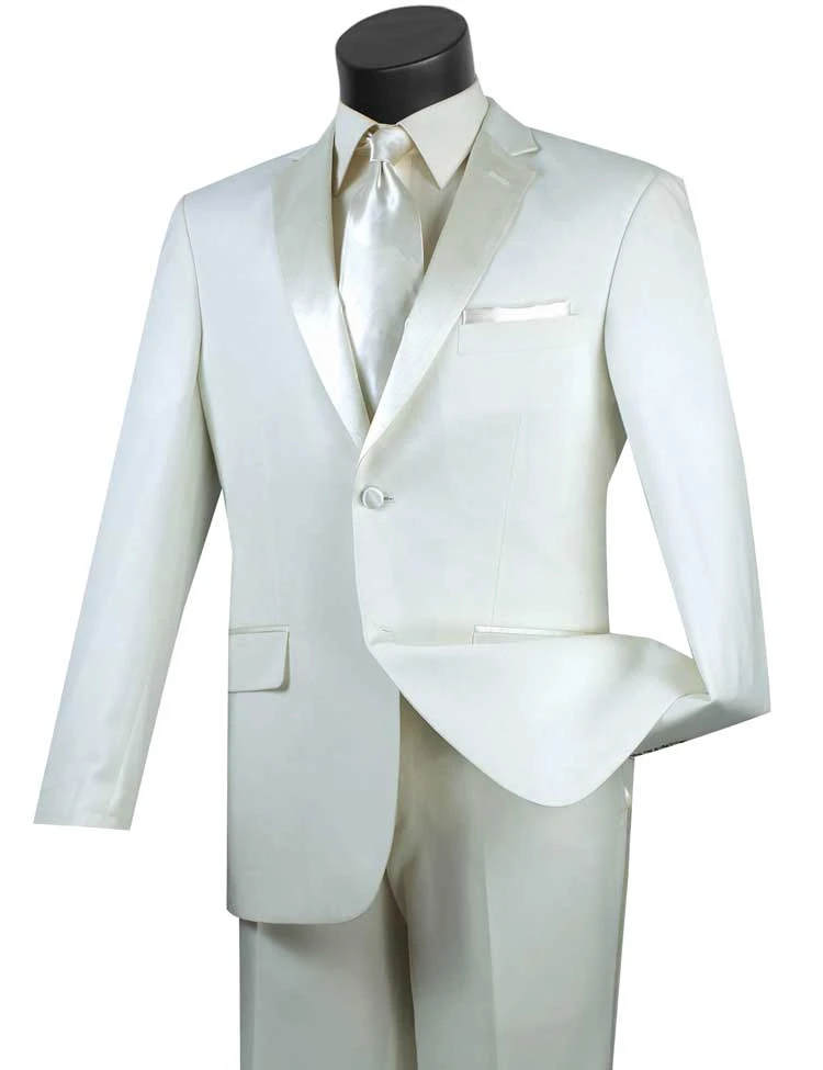 Excalibur Collection - Slim Fit Tuxedo 2 Piece 2 Buttons Design In Ivory 3 Excalibur Collection - Slim Fit Tuxedo 2 Piece 2 Buttons Design In Ivory