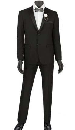 Black Ultra Slim Fit Tuxedo 2 Buttons 2 Piece -Sapphire Dress Shop T US900 black detail 1