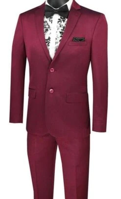 (38R) Slim Fit 2 Piece Suit Narrow Lapel In Plum