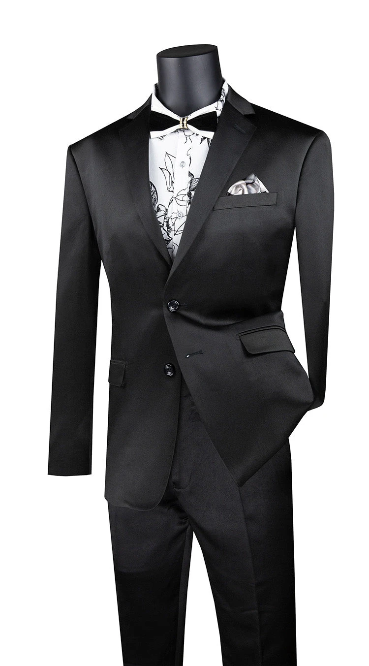 Ultra Slim Fit Shiny Sharkskin 2 Button 2 Piece Suit In Black 3 Ultra Slim Fit Shiny Sharkskin 2 Button 2 Piece Suit In Black