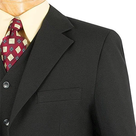 Mont Blanc Collection - Regular Fit Suit 3 Button 3 Piece In Black 5 Mont Blanc Collection - Regular Fit Suit 3 Button 3 Piece In Black - Image 3