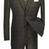 Atrani Collection - Regular Fit Windowpane Suit 3 Piece In Brownish Olive 1 Atrani Collection - Regular Fit Windowpane Suit 3 Piece In Brownish Olive -Sapphire Dress Shop V2RW 12 OLIVE