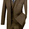 Venetian Collection - Taupe Regular Fit Glen Plaid 2 Button 3 Piece Suit 1 Venetian Collection - Taupe Regular Fit Glen Plaid 2 Button 3 Piece Suit -Sapphire Dress Shop V2RW 13 TPs