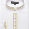 Men's Banded Collar Embroidered Shirt In White/Gold -Sapphire Dress Shop WHITEGOLD