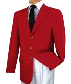 Red Regular Fit 3 Button Blazer