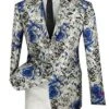 Slim Fit Floral Design Jacket In Blue -Sapphire Dress Shop bsf 8 blues