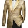 Gold Slim Fit Jacket Peak Lapel With Metallic Pattern 2 Gold Slim Fit Jacket Peak Lapel With Metallic Pattern -Sapphire Dress Shop bsm 1 golds