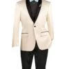 Champagne Beige Slim Fit Blazer Stretch Sateen 1 Button With Narrow Shawl Lapel 2 Champagne Beige Slim Fit Blazer Stretch Sateen 1 Button With Narrow Shawl Lapel -Sapphire Dress Shop bst 1 chabe
