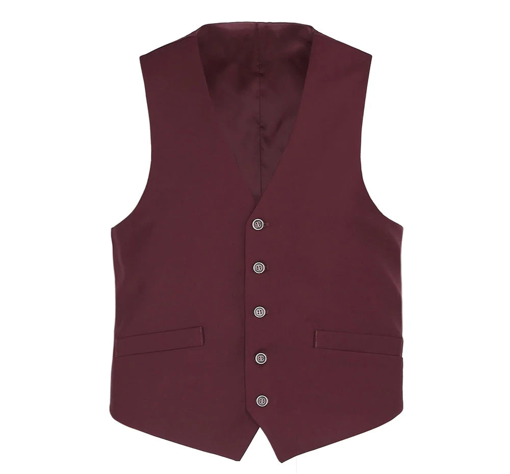 Burgundy Slim Fit Vest Single Breasted 5 Button Design 3 Burgundy Slim Fit Vest Single Breasted 5 Button Design