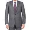 (44R) Gray 100% Virgin Wool Slim Fit Pick Stitch 2 Piece Suit 2 Button