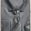 French Cuff Regular Fit Shirt In Black With Tie, Cuff Links, And Handkerchief -Sapphire Dress Shop dn82m black