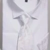 French Cuff Regular Fit Shirt In White With Tie, Cuff Links And Handkerchief 2 French Cuff Regular Fit Shirt In White With Tie, Cuff Links And Handkerchief -Sapphire Dress Shop dn82m white