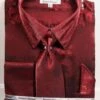 Burgundy Metallic Velvet Dress Shirt Set French Cuff 1 Burgundy Metallic Velvet Dress Shirt Set French Cuff -Sapphire Dress Shop ds3808p2 burgundy