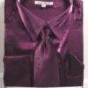 Purple Metallic Velvet Dress Shirt Set French Cuff 2 Purple Metallic Velvet Dress Shirt Set French Cuff -Sapphire Dress Shop ds3808p2 purple