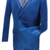 Caesar Collection - Velvet Navy Double Breasted Suit Regular Fit 2 Piece -Sapphire Dress Shop f2dg 1 blue