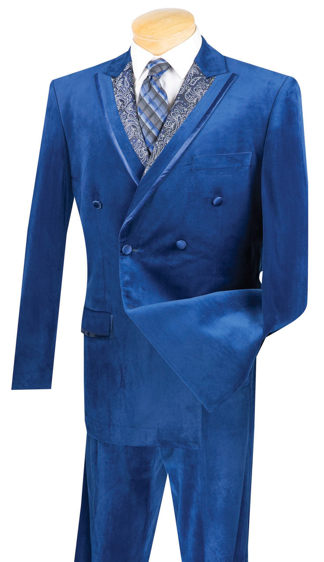 Caesar Collection - Velvet Navy Double Breasted Suit Regular Fit 2 Piece 3 Caesar Collection - Velvet Navy Double Breasted Suit Regular Fit 2 Piece