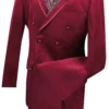 Caesar Collection - Velvet Burgundy Double Breasted Suit Regular Fit 2 Piece -Sapphire Dress Shop f2dg 1 burgundy