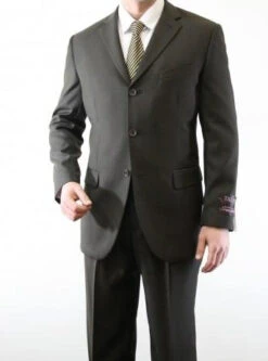 Regular Fit 2 Piece Suit 3 Button In Dark Olive