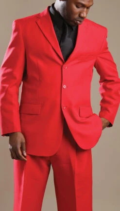 Mont Blanc Collection - Regular Fit Suit 3 Button 2 Piece In Red