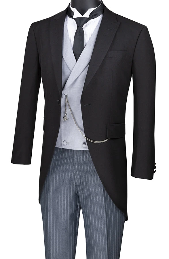 Modern Fit Tuxedo 3 Piece With Tail Double-Breasted Vest 3 Modern Fit Tuxedo 3 Piece With Tail Double-Breasted Vest