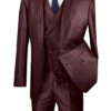 Burgundy Modern Fit Shiny Sharkskin 2 Button 3 Piece Suit