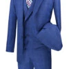 Blue Modern Fit Glen Plaid 2 Button Peak Lapel 3 Piece Suit 2 Blue Modern Fit Glen Plaid 2 Button Peak Lapel 3 Piece Suit -Sapphire Dress Shop mv2w 1 blue s
