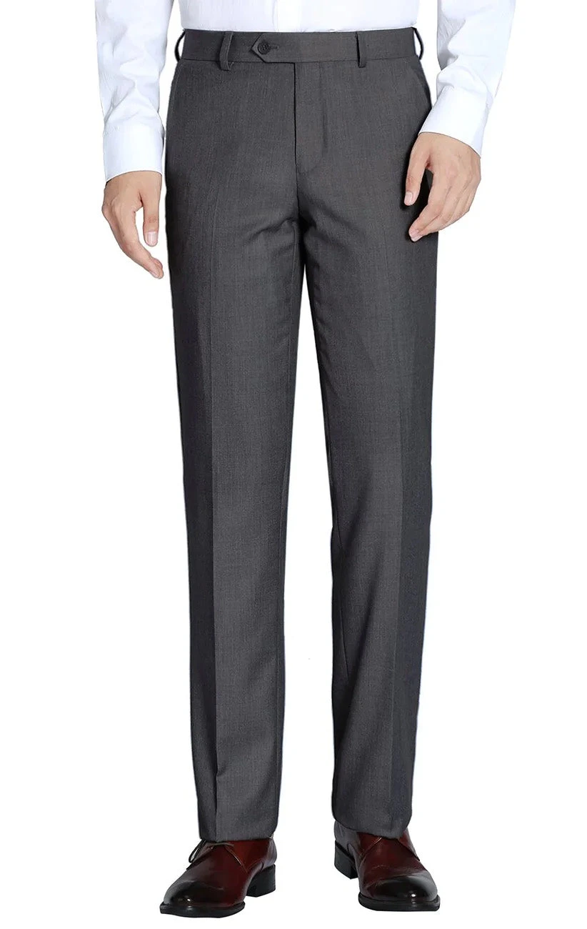 Charcoal Slim Fit Dress Pants Flat Front Pre-hemmed 3 Charcoal Slim Fit Dress Pants Flat Front Pre-hemmed