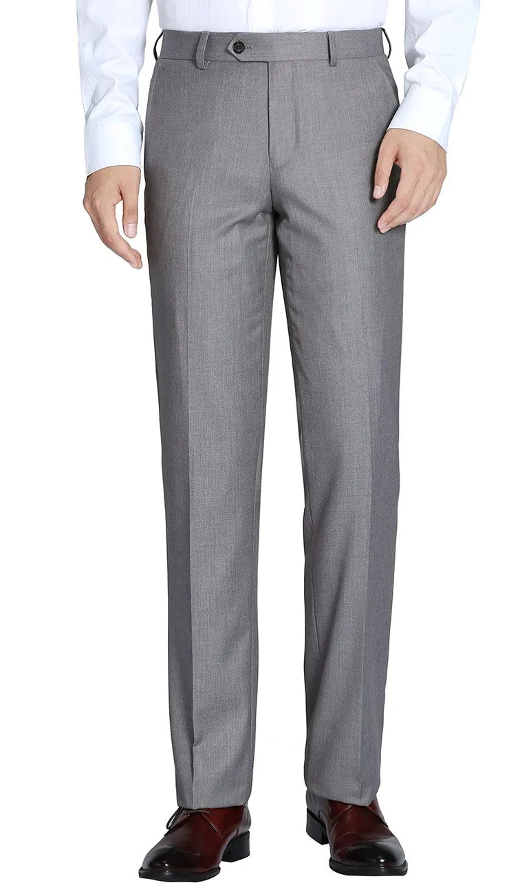 Gray Slim Fit Dress Pants Flat Front Pre-hemmed 3 Gray Slim Fit Dress Pants Flat Front Pre-hemmed