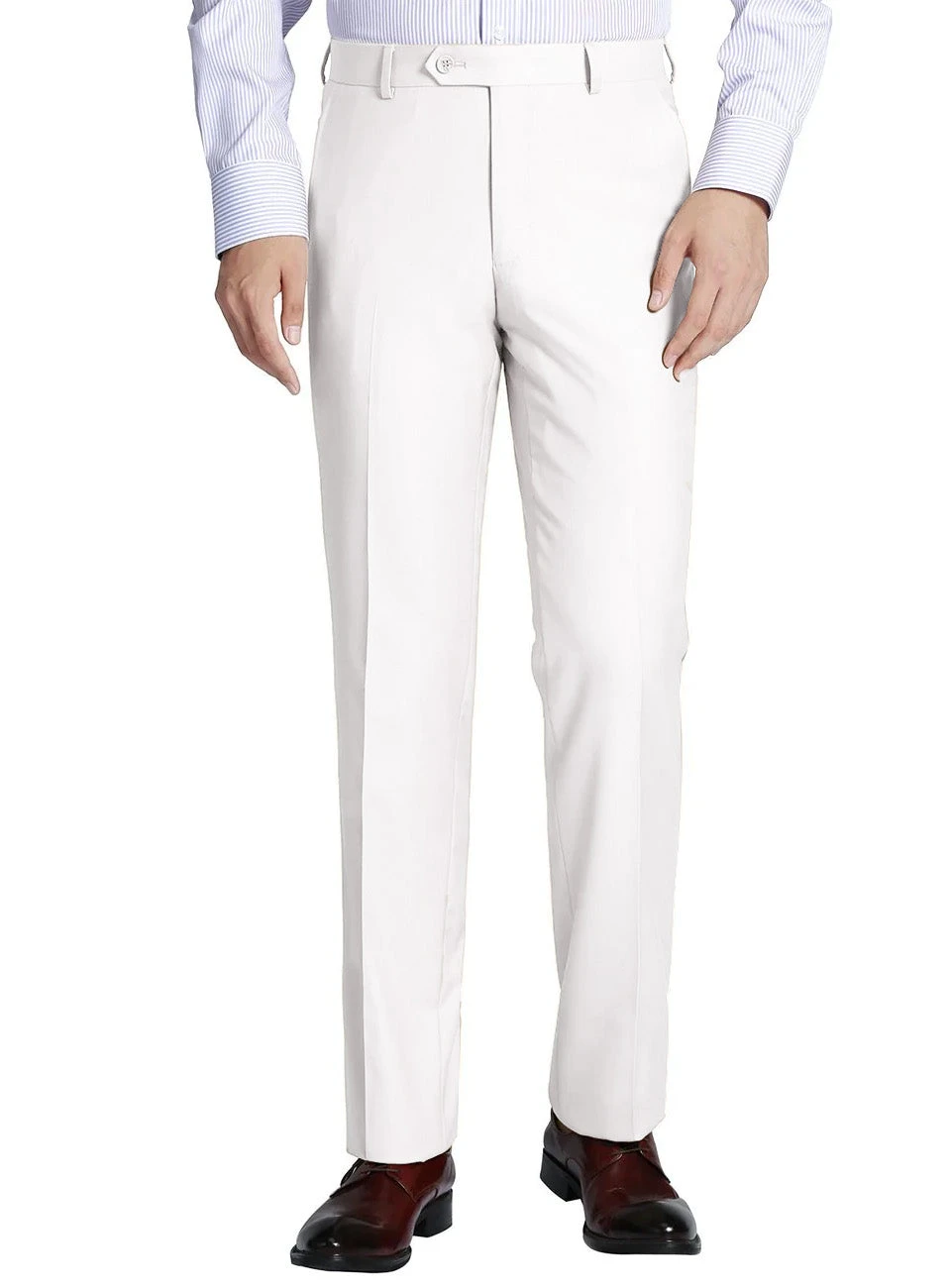 White Slim Fit Dress Pants Flat Front Pre-hemmed 3 White Slim Fit Dress Pants Flat Front Pre-hemmed