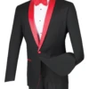 Sierra Collection - 1 Button Slim Fit Tuxedo Black With Red Lapel -Sapphire Dress Shop s1sh 2 red black2 51e840a5 da86 4733 9917 a90198b9713e