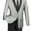 Polka Dots Fashion Suit 2 Buttons 2 Piece Slim Fit Gray -Sapphire Dress Shop s2dr 5 gray