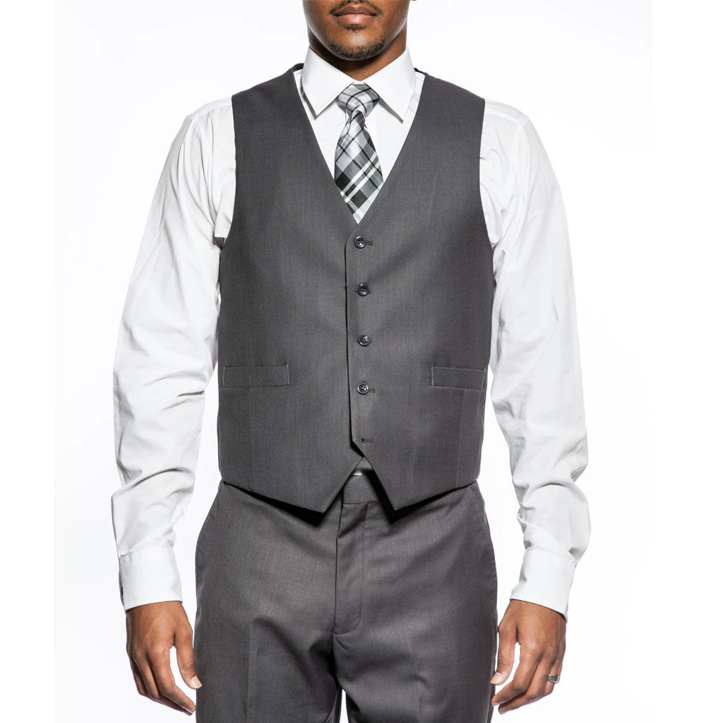 Slim Fit Men's Suit 3 Piece 2 Button In Heather Gray 6 Slim Fit Men's Suit 3 Piece 2 Button In Heather Gray - Image 4