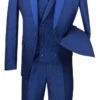 Blue Slim Fit 3 Piece Suit 1 Button With Double Breasted Vest -Sapphire Dress Shop sv2r 6 blue