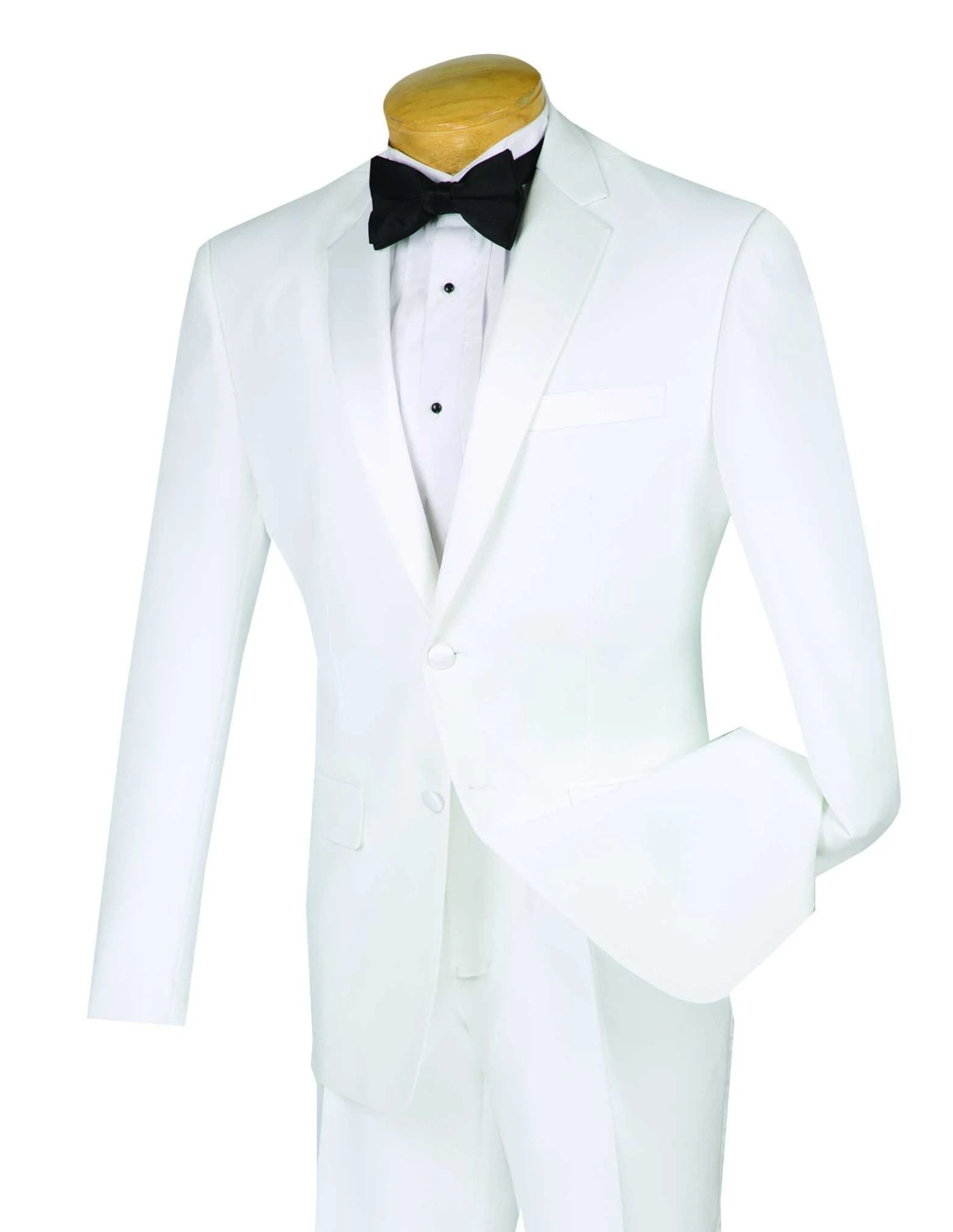 Slim Fit 2 Piece Tuxedo Single Breasted 2 Button Design In White 3 Slim Fit 2 Piece Tuxedo Single Breasted 2 Button Design In White