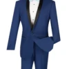Kingsman Collection - Shawl Collar Slim Fit Tuxedo 2 Piece 1 Button In Blue