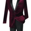 Men's Slim Fit Velvet Tuxedo 2 Piece In Wine -Sapphire Dress Shop t sv wine