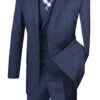Venetian Collection - Navy Regular Fit Glen Plaid 2 Button 3 Piece Suit