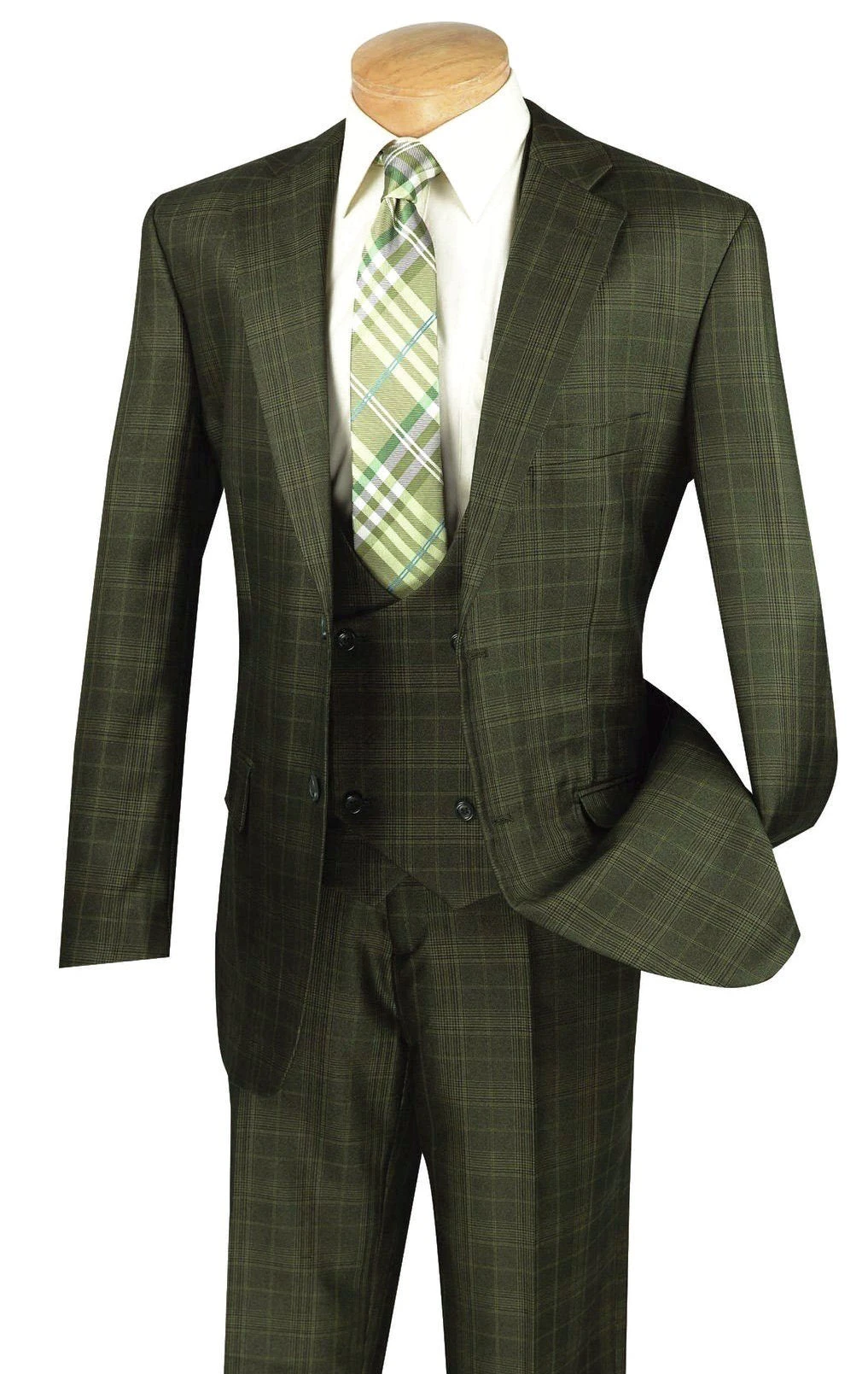 Renaissance Collection - Regular Fit 3 Piece Suit Olive 3 Renaissance Collection - Regular Fit 3 Piece Suit Olive