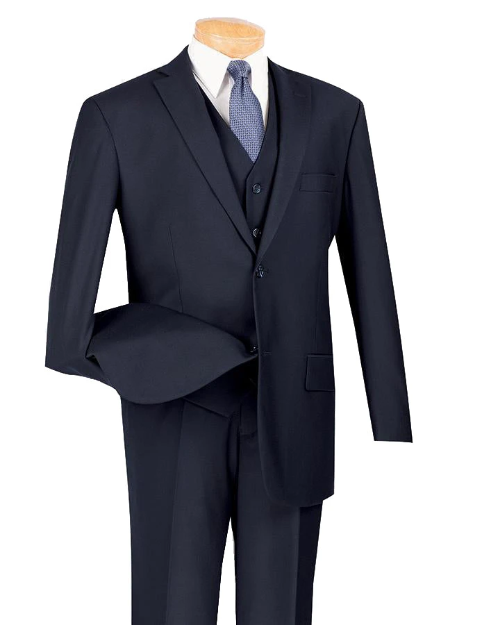 Morgan Collection - Regular Fit 3 Piece Suit 2 Button Navy 3 Morgan Collection - Regular Fit 3 Piece Suit 2 Button Navy