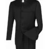 Master Collection - Regular Fit Men's 2 Piece Banded Collar Tuxedo Black