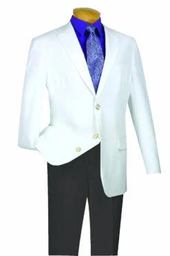 White Regular Fit 3 Button Blazer